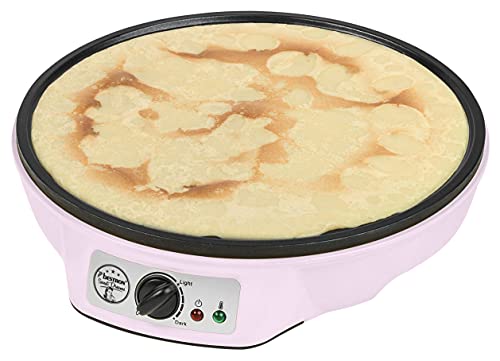 Bestron Crepe Maker in Retro Design for Crepes with Diameter 30 cm Including Dough Spreader and Crepe Spatula with Non-Stick Coating 1000 Watt Pink