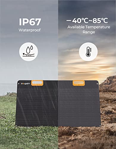 BougeRV 100W Portable Solar Panel for Power Station, Foldable Solar Cell Solar Charger with Adjustable Kickstand, Waterproof IP67 for Outdoor Camping RV Off Grid System