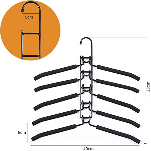 DAWNTREES 4 Pack 5 in 1 Space Saving Hangers,Multilayer Metal Clothes Hanger Space Saver Coat Hangers.Anti-Slip Foam Padded Shirt Suit Hanger