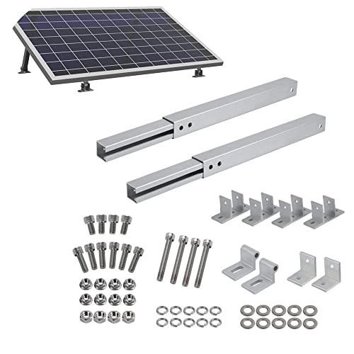 NUZAMAS Adjustable Angle Solar Panel Mounting Brackets Frame Shed Caravan Boat Roof or Ground Mount, Adjust Height from 390mm to 670mm