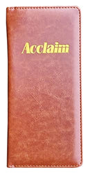 Acclaim Rigid Lawn Bowls Bowling Scorecard Holder Lightly Padded Synthetic Leather Look Finish 23 cm x 11 cm with Spring Clip & Pen Loop (Brown)