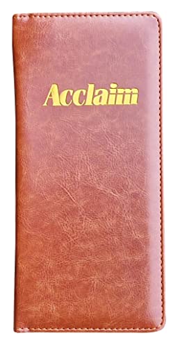 Acclaim Rigid Lawn Bowls Bowling Scorecard Holder Lightly Padded Synthetic Leather Look Finish 23 cm x 11 cm with Spring Clip & Pen Loop (Brown)