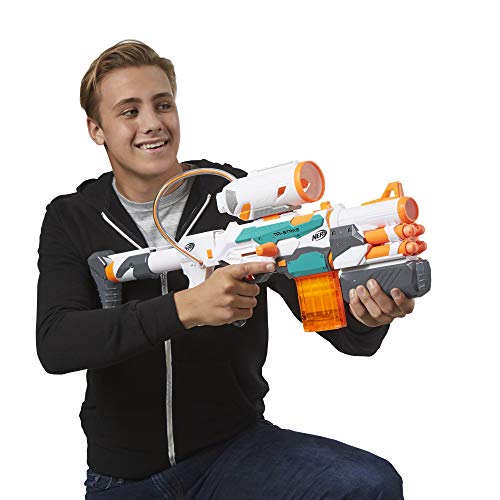 Hasbro NERF Modulus - Tri Strike Blaster inc Barrel Extension, Missile Launcher, 14 official Elite Darts & 1 Missile - Kids Toys & Outdoor games - Ages 8+