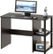 SHW Compact Home Office Desk with Shelves, Espresso