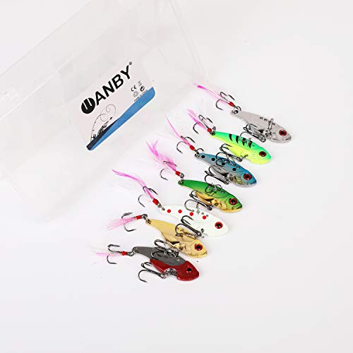 WANBY Proven Explosive Color Special Spinner Spoon Swimbait Vibrating Jigging Freshwater Saltwater Fishing Lures with Hook Fishing Tackle for Trout Bass Salmon（7Pcs）