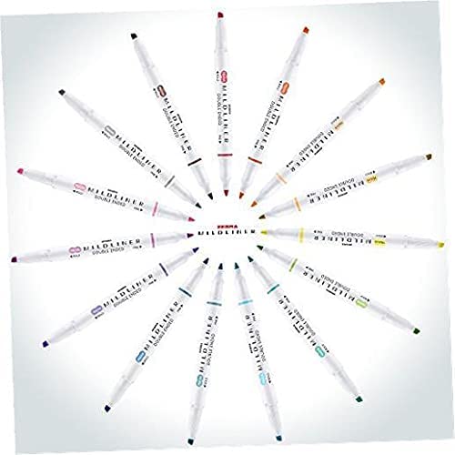 Zebra Pen Mildliner Double Ended Highlighter Set, Broad and Fine Point Tips, Assorted Ink Colors, 15-Pack