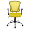 Flash Furniture Mid-Back Yellow Mesh Swivel Task Office Chair with Chrome Base and Arms