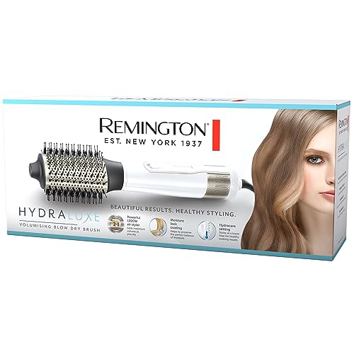 Remington Hydraluxe Volumising Blow Dry Brush, AS8901AU, 1200W, 2-In-1 Hair Dryer and Volumiser, Hot Air Brush, Moisture Lock Ceramic-Coated Oval Barrel, 3 Heat & 2 Speed Settings, White
