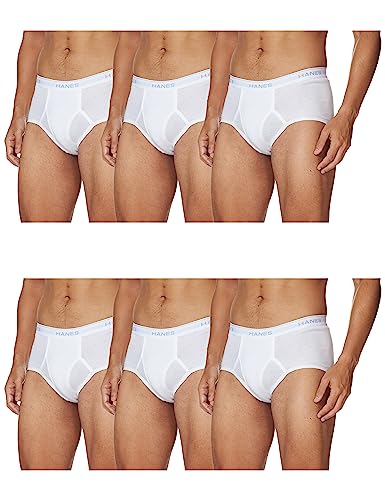 Hanes Men's 6-Pack FreshIQ Tagless Cotton Brief, White, Medium