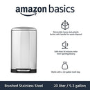 Amazon Basics 20 Liter / 5.3 Gallon Soft-Close, Smudge Resistant Trash Can with Foot Pedal - Nickel