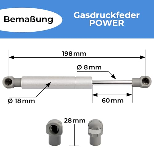 1 x Gas Springs (320 N) Gas Pressure Damper Flap Fitting Compression Spring Door Damper