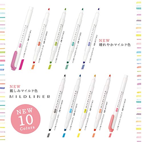 Zebra Highlighter Mildliner, 5 Bright Color Set (WKT7-5C-HC)