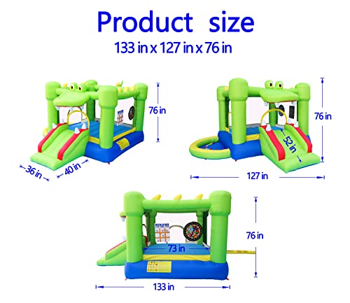 OWZJUHA Inflatable Bounce House with Slide, Jumping Castle with Blower and Ball Pit House, Two Dart Target Game