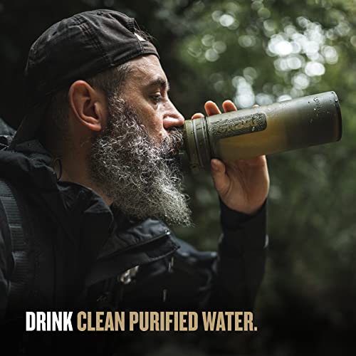 GRAYL Ultrapress 16.9 Oz Water Purifier & Filter Bottle for Hiking, Backpacking, Survival, Travel (Olive Drab)