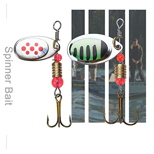 Fishing Spoon Lure Set Metal Baits for Trout, Char and Perch Fishing with  Tackle Box (Pack of 12)