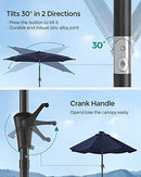 SONGMICS 10 ft Solar Patio Umbrella, Lighted Outdoor Umbrella, 32 LED Lights, with Tilt and Crank Mechanism, for Outdoor Garden Balcony Patio Backyard Market, Without Base, Navy Blue UGPU012L01