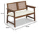 Furinno Tioman Hardwood Outdoor Bench in Teak Oil with White Cushion