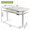 Radlove Electric Height Adjustable Standing Desk, 63x 30 Inches Stand Up Desk Workstation, Splice Board Home Office Computer Standing Table Ergonomic Desk (White+ Oak, 63x30'')