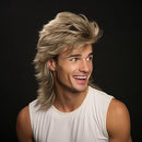 Blonde Mullet wig|Adult Funny Wigs for Men|Pop Rock Wig|Joe Dirt Wig for 70s|80s Wig