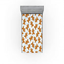 Ambesonne Gingerbread Man Fitted Sheet Set, Traditional Christmas Cookie Pattern Tile, Decorative Bedding All-Round Elastic Pocket 2 Pcs, Twin Size, Light Caramel