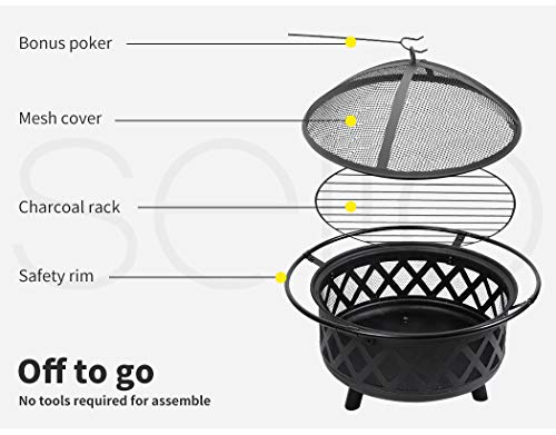 Outdoor Fire Pit BBQ Pits Grill Portable Fireplace Garden Patio Camping Heater