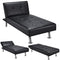 Yaheetech Faux Leather Sofa Bed Sleeper - Convertible Futon Sofa Modern Recliner Couch Daybed with Chrome Metal Legs for Living Room Black