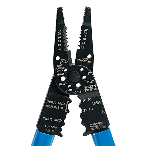 Klein Tools 1010 Multi Tool Long Nose Wire Cutter, Wire Crimper, Stripper and Bolt Cutter Multi-Purpose Electrician Tool, 8-Inch Long