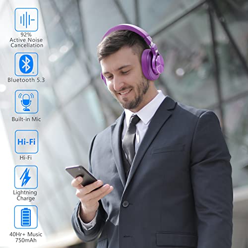 Srhythm NC75 Pro Noise Cancelling Headphones Bluetooth V5.3 Wireless,40 Hours Playtime Headsets Over Ear with Microphones&Fast Charge for TV/PC/Cell Phone