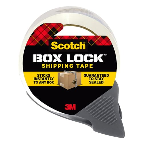 Scotch® Box Lock™ Shipping Packaging Tape 3950-RD, 48 mm x 50 m, Roll & Dispenser