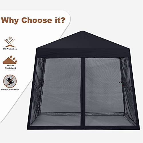 MASTERCANOPY Pop Up Gazebo Canopy with Mosquito Netting (10x10, Black)