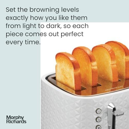 Morphy Richards Vector 4 Slice Toaster 248134 White Four Slice Toaster White Toaster