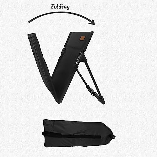 koolsoo Beach Chair with Back Support Foldable Chair Easy to Fold and Carry Beach Lounger Portable Stadium Chair Beach Floor Chair for Park Trekking, Black
