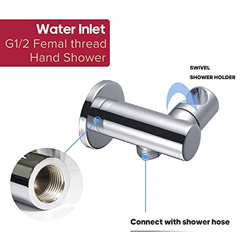Decaura 3-Mode Handheld Shower Head with 150cm Shower Hose Brass Wall Elbow Bracket Soft Spray Luxury Massage (Chrome)