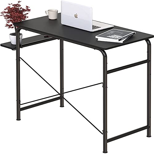 SHW Small Gaming Home Office Computer Desk with Shelf, Black