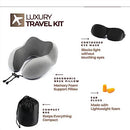 Airplane Neck Pillow Includes Travel Pillow + Eye Masks + Earplugs for Travel, 100% Pure Memory Foam Travel Pillow, 3 Pc Travel Kit