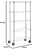 Amazon Basics 5-Shelf Adjustable, Heavy Duty Storage Shelving Unit on 4'' Wheel Casters, Metal Organizer Wire Rack, Chrome (76.2L x 35.56W x 164.47H) cm