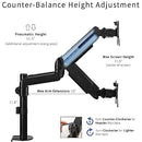 VIVO Dual Arm Computer Monitor Desk Mount with Pneumatic Height Adjustment, Full Articulation, Vesa Stand with C-Clamp and Grommet, Holds 2 Screens Up to 32 Inches (Stand-V002K)