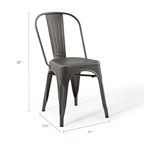 Modway EEI-3859-GME Promenade Bistro Dining Side Chair Set of 2, Gunmetal