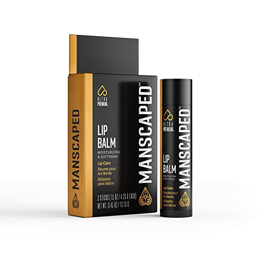 MANSCAPED™ Moisturizing and Soothing Lip Balm, Infused with Vitamin E, Peppermint Oil, and Eucalyptus Oil for Chapped Lips, Matte Finish (3-Pack)