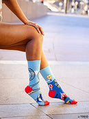 TODO Colours Funny Socks with Motif - Multicoloured, Colourful, Crazy for Joy of Life, Rollercoaster, 8-10 US