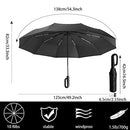 Extra Large Windproof Travel Folding Golf 54‘’ Umbrella Compact Automatic Open/Close,Sun/Rain,99 UV Protection,Lightweight Portable Parasol Outdoor,Perfect Carabiner Handle Design(Black)