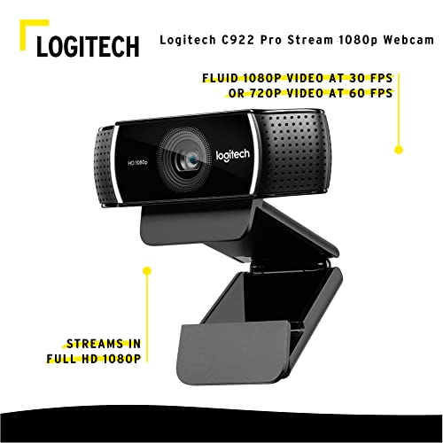 Logitech C922 Pro Stream 1080p Webcam with Knox 4-Port USB 3.0 Hub Bundle (2 Items)