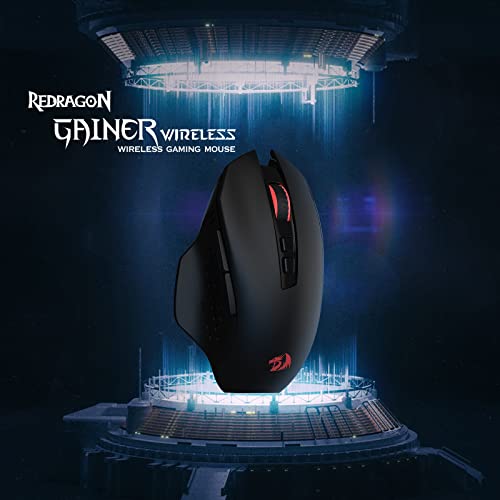 Redragon M656 Gainer Wireless Gaming Mouse, 4000 DPI 2.4Ghz Wireless Gamer Mouse w/ 5 DPI Levels, 7 Macro Buttons, Red LED Backlit & Pro Software/Drive Supported, for PC/Mac/Laptop