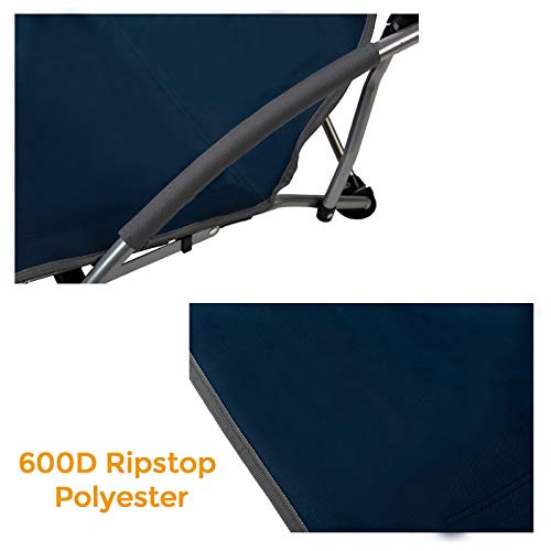Pacific Pass Lightweight Camp and Beach Chair w/Built-in Cup Holder, Includes Carry Bag - Navy/Gray