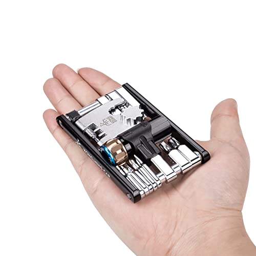 Kadacha 20-in-1 Bicycle Multifunction Tool with CO2 Inflator - Compact and Lightweight Multitool Kit for Road and Mountain Bikes - Includes Hex, Torx, Screwdriver and Chain Tool.
