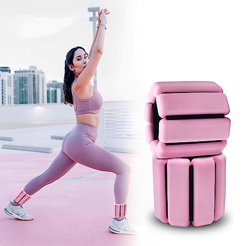 Holyfire Ankle Weights for Women Adjustable, Wrist Weights for Yoga, Pilates, Aerobics, pack of 2, 2Lbs, Pink