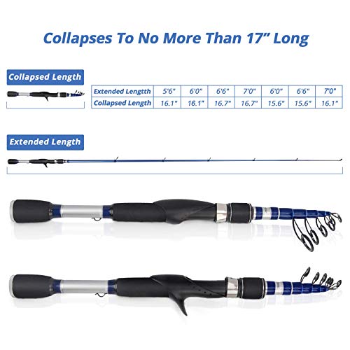 KastKing Compass Telescopic Fishing Rods, Spinning Rod,6ft 6in - Medium - Moderate Fast