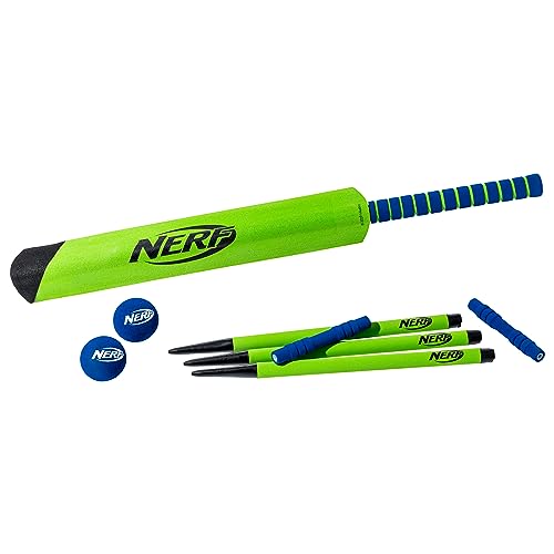 NERF Foam Cricket Set - Full Starter Cricket Set with 30" Foam Cricket Bat, (2) Foam Balls + (3) Plastic Wickets - Perfect for Adults, Kids + Beginners - Full Foam Cricket Set