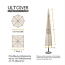 ULTCOVER Patio Umbrella Parasol Cover - 600D Waterproof Outdoor Market Umbrella Cover - Fits Market Umbrella 7-10 Feet