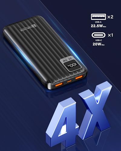 HEYMIX Power Bank, 22.5W Powerbank Portable Charger, 10000mAh Power Bank USB-C Charger, 3-Port PD3.0/QC4.0 Fast Charging Battery Bank Compatible with iPhone 15/14/13, Samsung S23/S22/S21, Pixel, iPad